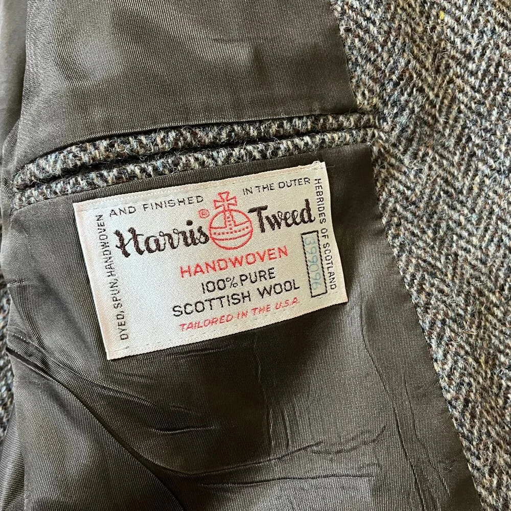 Harris Tweed Wool Herringbone Sport Coat Blazer - Men's Size 40 - Tan